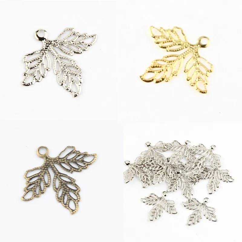 50pcs Filigree Wraps Leaves Metal Connectors Crafts for Jewelry Making DIY Accessories Charm Pendant 26x23mm | Украшения и