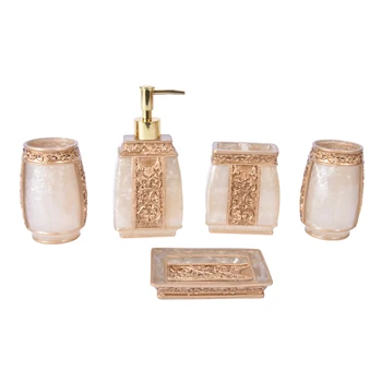 

Five-piece Set Bathroom Accessories European Rome Aristocracy Bath Sets Lotion Dispenser Bath Resin Cup Toothbrush Holder Hot