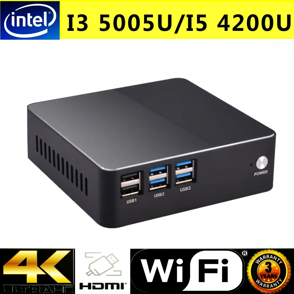 Intel nuc Core I5 4200U I3 5005U Eglobal top Mini PC 4K HTPC 6USB порт HDMI VGA маленький настольный компьютер WIN10/Linux мини компьютер