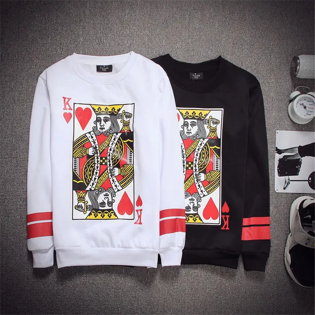 2015 nueva Harajuku corazón rojo rey sudadera tarjetas