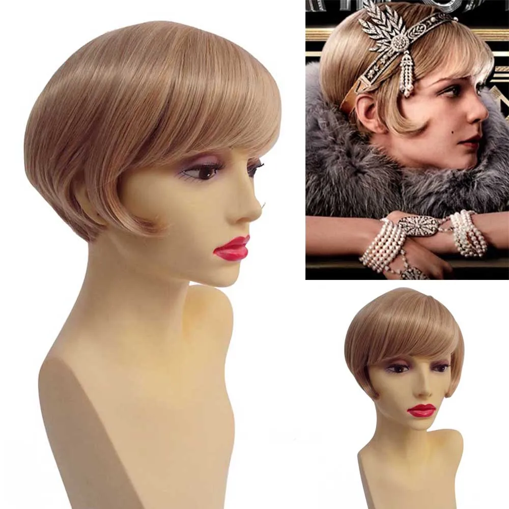 

1920s Flapper Short Bob Wig The Great Gatsby Daisy Roaring 20s Blonde Costume Wig Women's Vintage Art Deco Jazz Dance Hairstyle
