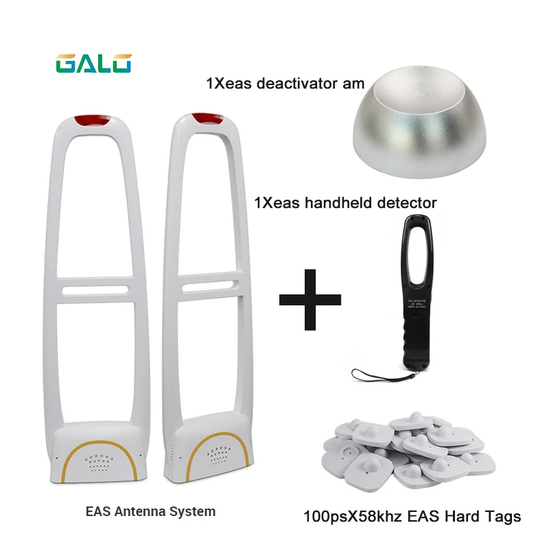 

EAS alarm system clothing anti-theft gate system with Detacher& Hard tags& Handheld Frequency Tester set sell