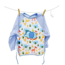 Милый мультфильм детские нагрудники с длинными рукавами для малышей Водонепроницаемый фартук животных халат детей нагрудник Burp одежда мягкие кормления KF224