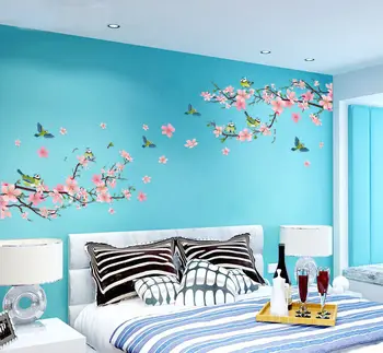 

Removable Peach Plum Cherry Blossom Flower Butterfly Mural Wall Decal Sticker