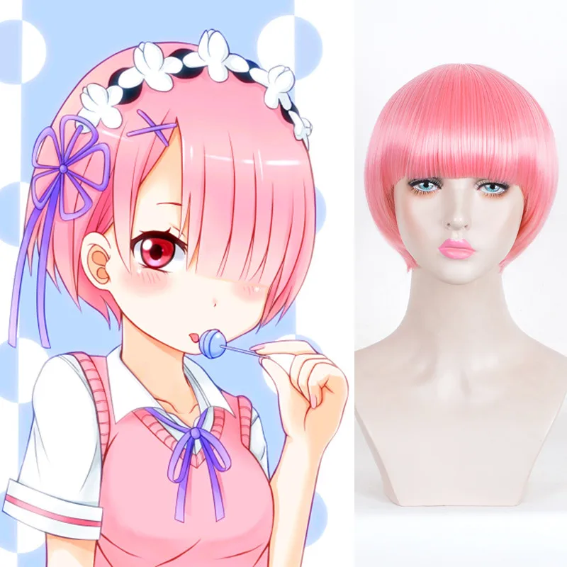 

Halloween Wigs Free Shipping Short Straight Pink Heat Resistant Synthetic Wigs Hight Quality Cheap Bob Wigs Perucas Cosplay Jant