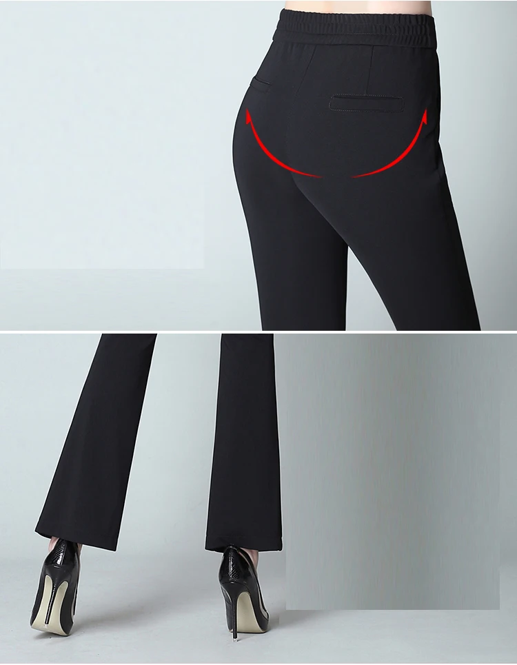 Женская мода расклешённые брюки с высокой талией повседневные брюки брендовые винтажные женские офисные прямые брюки 2019 осенняя одежда