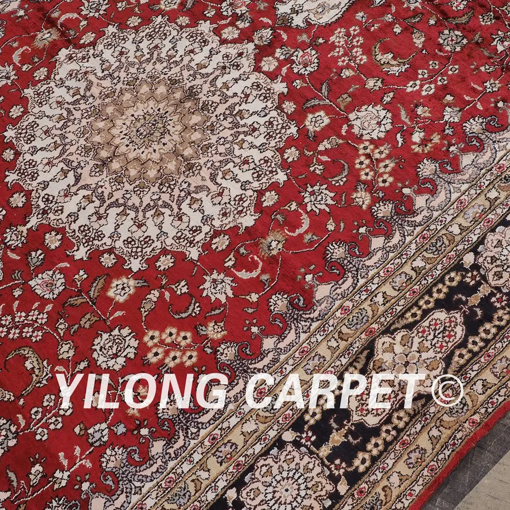YILONG 5 'x 8' красный роскошный персидский традиционный шелковый ковер изысканные