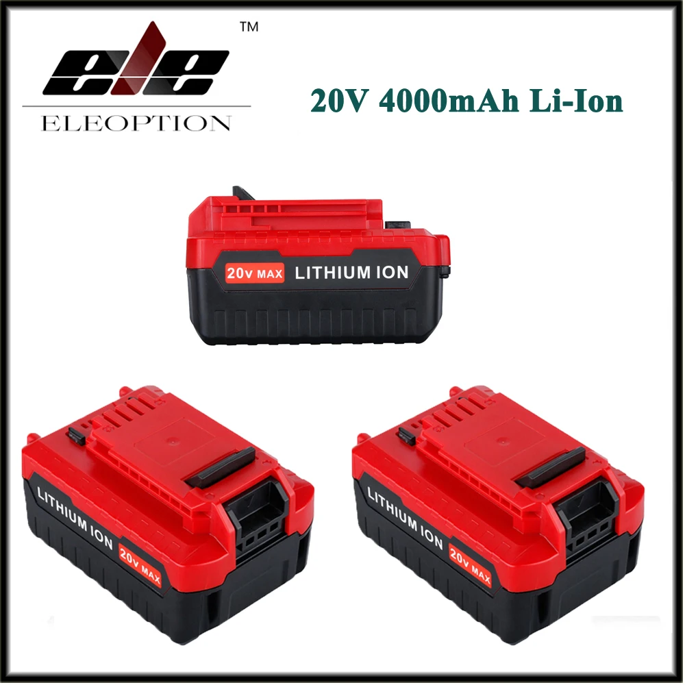 

3pcs ELEOPTION 20V Max 4000mAh 4.0Ah Lithium Ion Li-ion Rechargeable Battery Pack for Porter Cable PCC685L PCC680L PCC681L