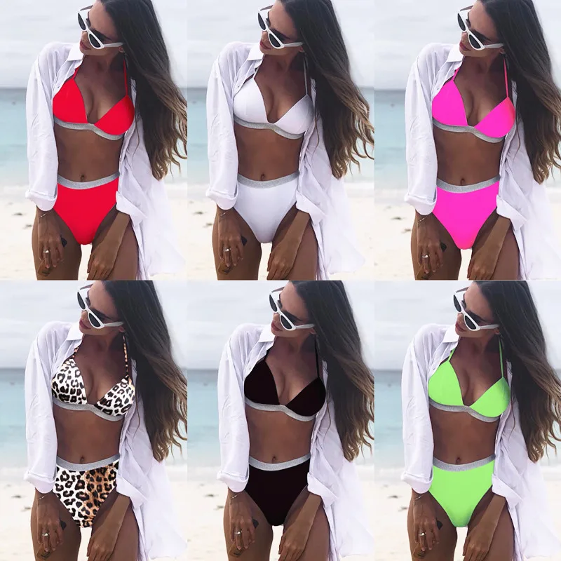 

2019 Sexy Triangle Bikini Set New Women Solid Bathing Suit Swimwear Summer Beach Wear Female Low Waist Red Swimsuit
