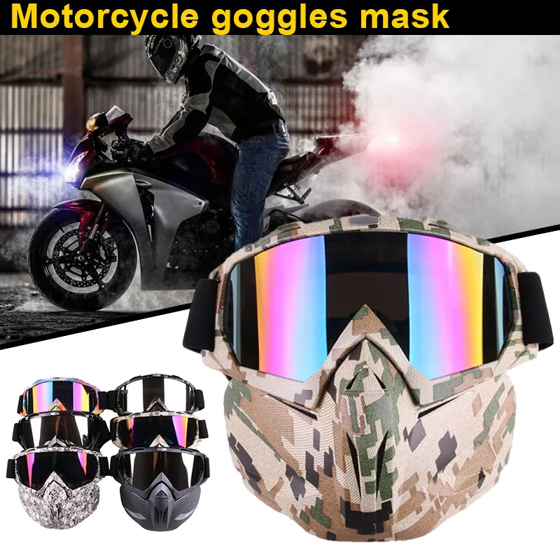 Bike Motorcycle Face Mask Goggles Motorbike Windproof Open Face
