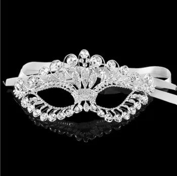 

Women Halloween Crystal Rhinestone Metal Mask Female Masquerade Princess Dance mask face eyes jewelry Prom Party Mask banquet