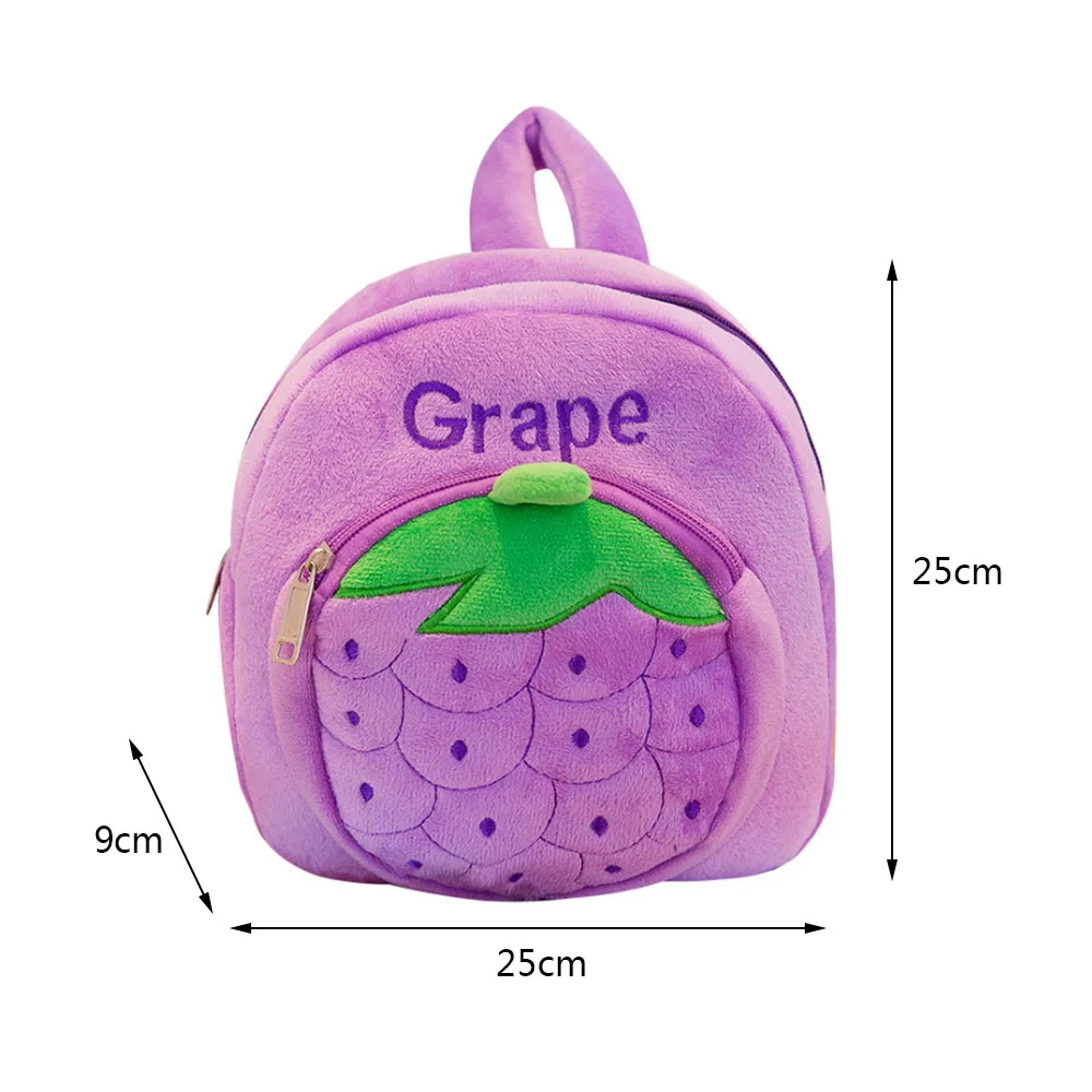 Cute Cartoon Fruit Baby Toy School Bag Fruit Shape Mini Plush Backpack Kids Outdoor Travel Pack 3