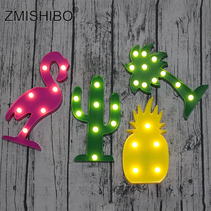 ZMISHIBO 3D светодио дный светодиодный ночник 1,5 Вт Новинка форма кактус Фламинго кокосовой пальмы ананас ребенок ночники дети игрушечные