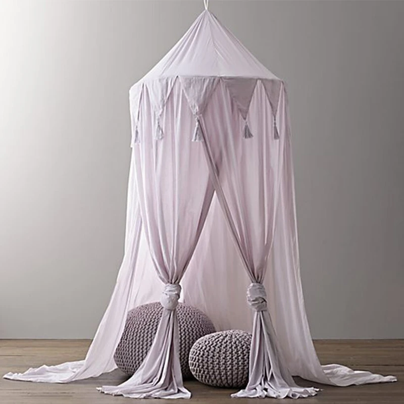 Новая кроватка москитные сетки сетка с бахромой шифоновая детская кровать, палатка для новорожденных москитная сетка купол подвесное украшение детской комнаты детское постельное белье