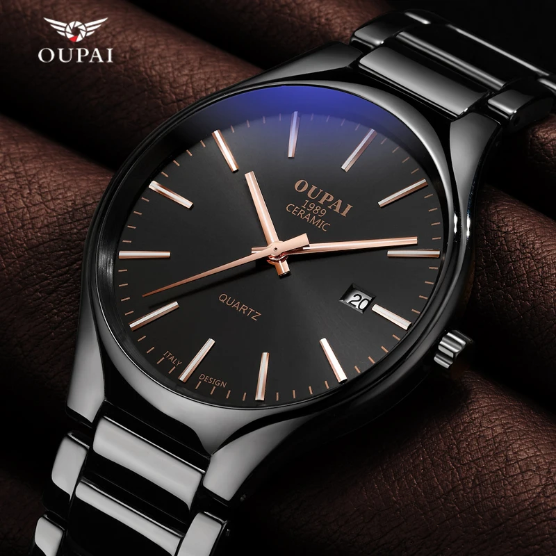 Lusso Oupai orologio da uomo classico ceramica nera doppia data donna uomo  Sport orologi al quarzo Montre bracciale Uhren|watch montre|watch menwatch  men classic - AliExpress