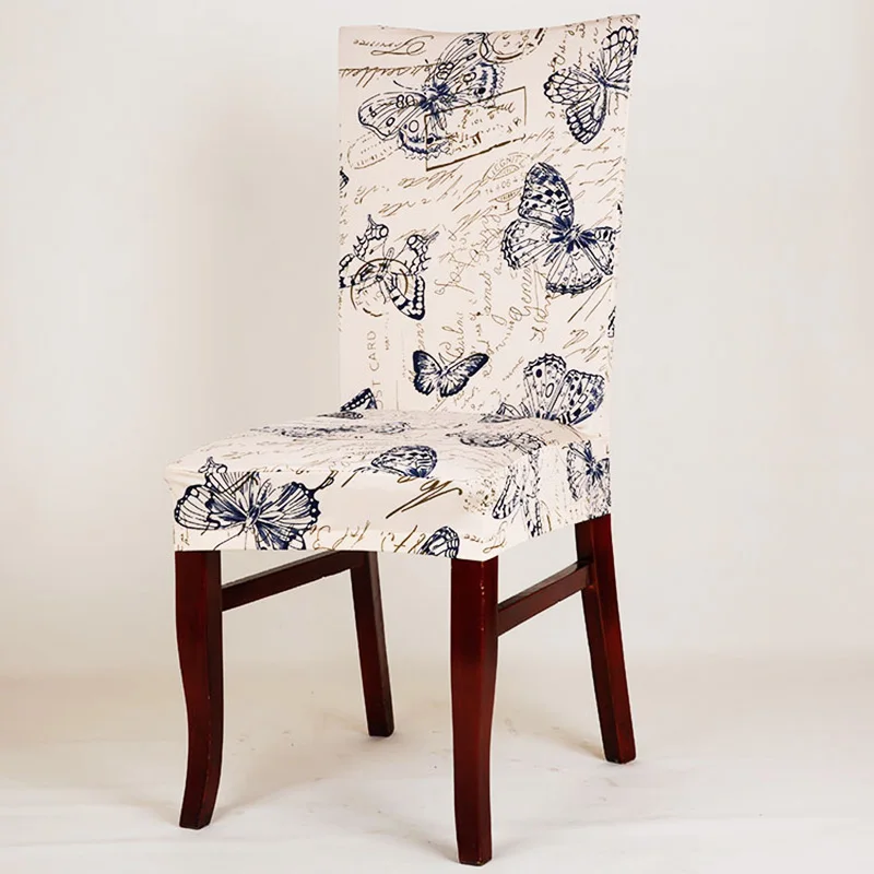 Бабочка печать обеденный чехол для кресла спандекс эластичный стул Протектор Чехол Съемный пылезащитный декоративный чехол для сиденья