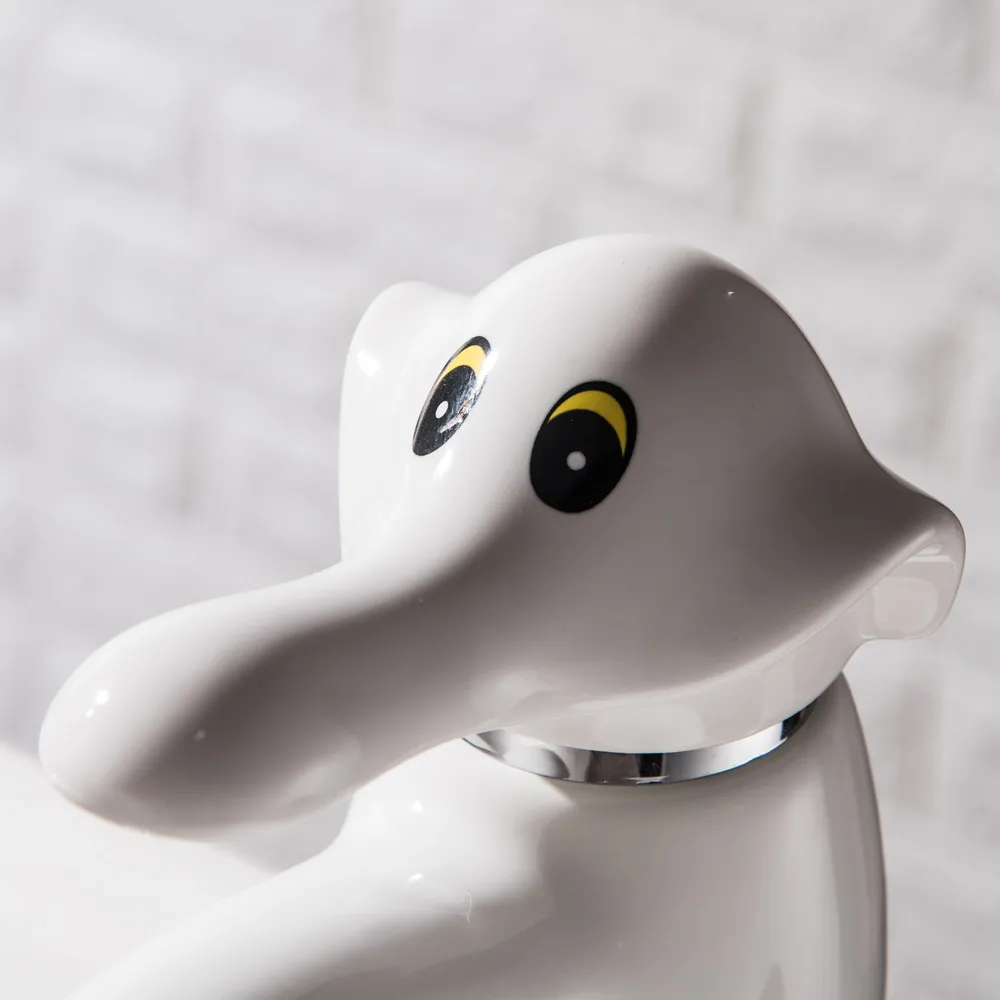 Basin Faucet Cartoon Lovely Children Toddler Home Bathroom Water Trough Faucet Single Handle Hot And Cold Water Ceramic Tap Mci20