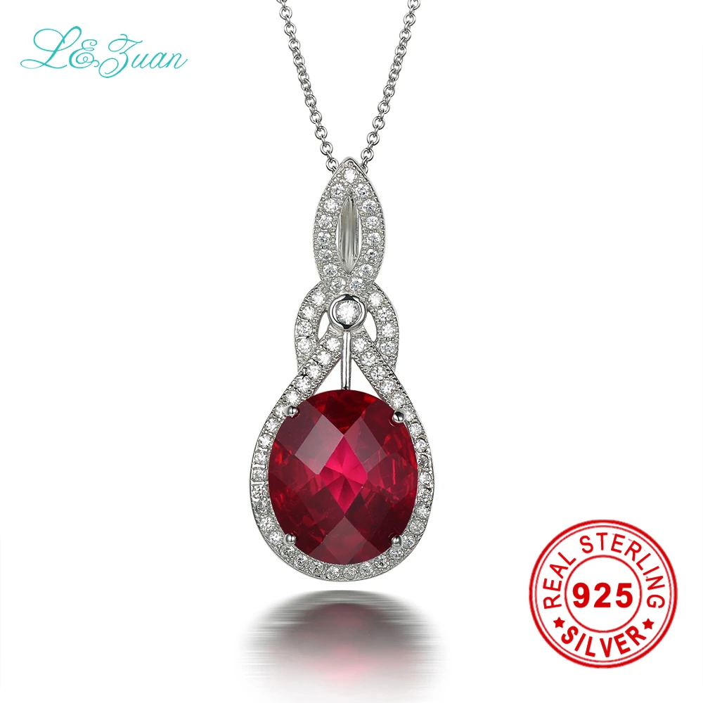 

l&zuan 7.98ct ruby pendant Red gemstones sterling silver jewelry necklace & pendant for women