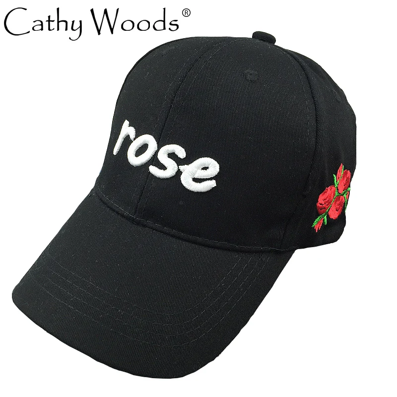 CW Colored Cotton Embroidered Rose Baseball Cap for Women Men's Hats