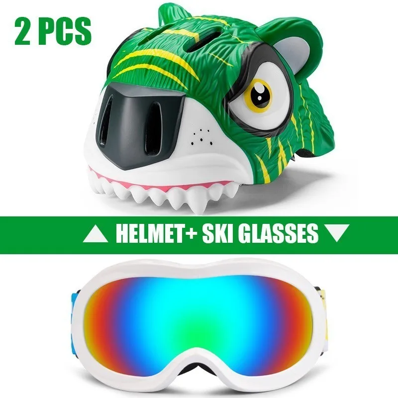 2 Pcs Ski Helmet Goggles Boys And Girls Snowboard Helmet Moto Snowmobile Skateboard Safety Helmet Mask Winter Skiing Goggles - Цвет: Color3