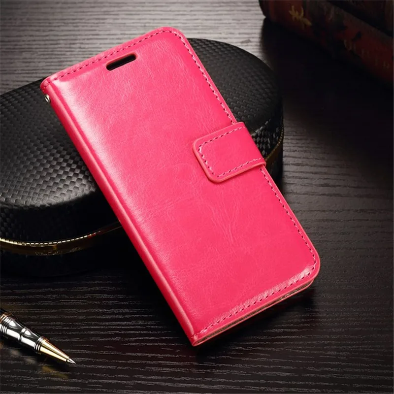 Luxury Soft Flip Leather back Cover Wallet Slim Phone Case For Sony Xperia Z3 Z4 Z5 Mini Compact E3 E4 M4 Aqua XA XP XZ X - Цвет: Розово-красный