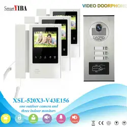 Smartyiba видео дверь домофон 4.3 "дюймовый видео Дверные звонки Домофон RFID наружного блока Управление доступом 1 Камера 3 Мониторы