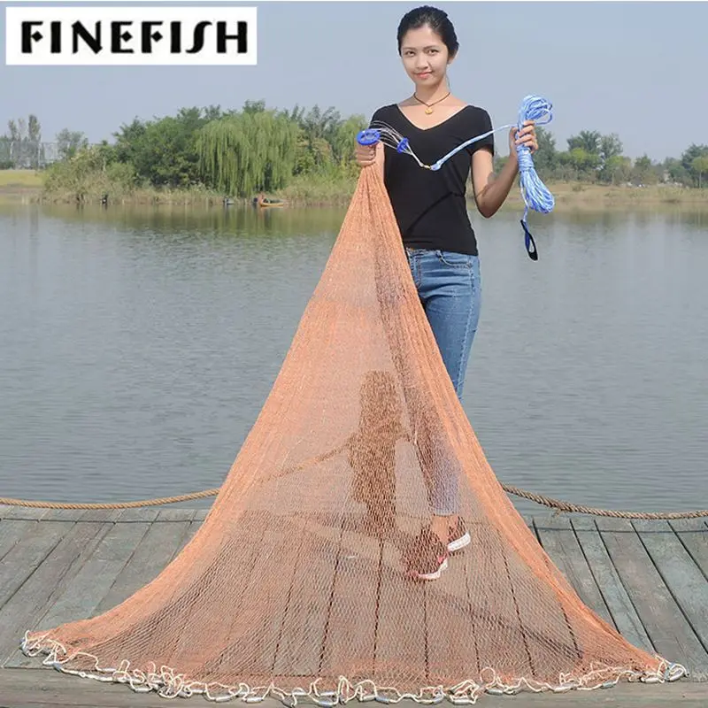 Fishing Cast Net Hand Cast Fishing Net 2.4-7.2M Cast Net Easy