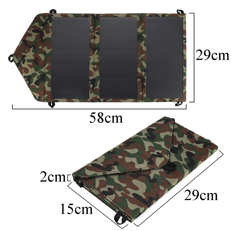 

25W 5V Portable Double USB Camouflage bag Solar panels Solar charging folding backpack Photovoltaic charging system