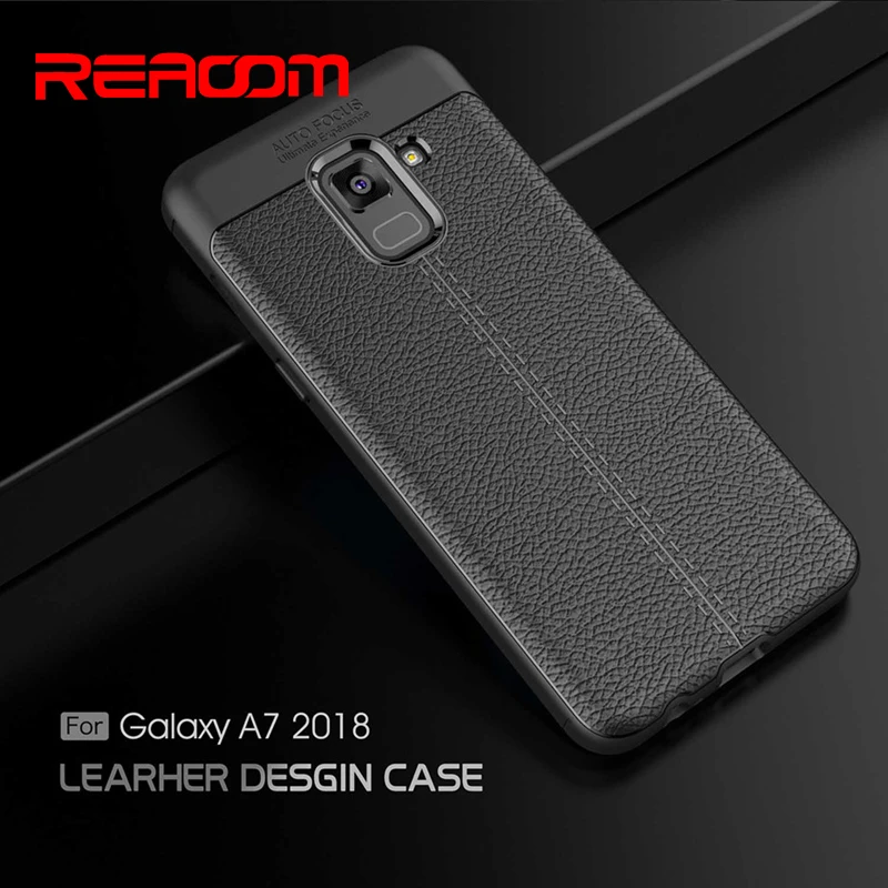 Reaoom чехол для телефона Samsung Galaxy A7 2018 силиконовый мягкий личи кожаный деловой Coque |