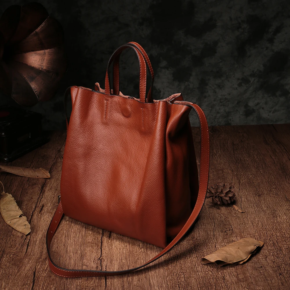 AETOO 2019 Korean version of the female bag Tote bag Tote bag handbag shoulder diagonal Korean retro solid leather soft bag