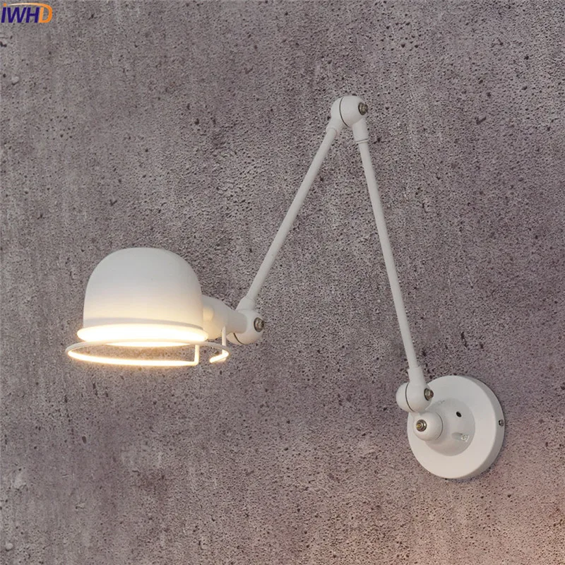 

IWHD Modern Nordic Wall Lamp Retro Edison LED Wall Light Fixtures Home Lighting Iron Adjustable Arm Wandlamp RH Bathroom Light