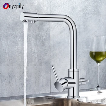 

Kitchen Pure Water Straight Drink Faucet New Dual Holder Single Hole Sink Hot Cold Torneira Two Spouts