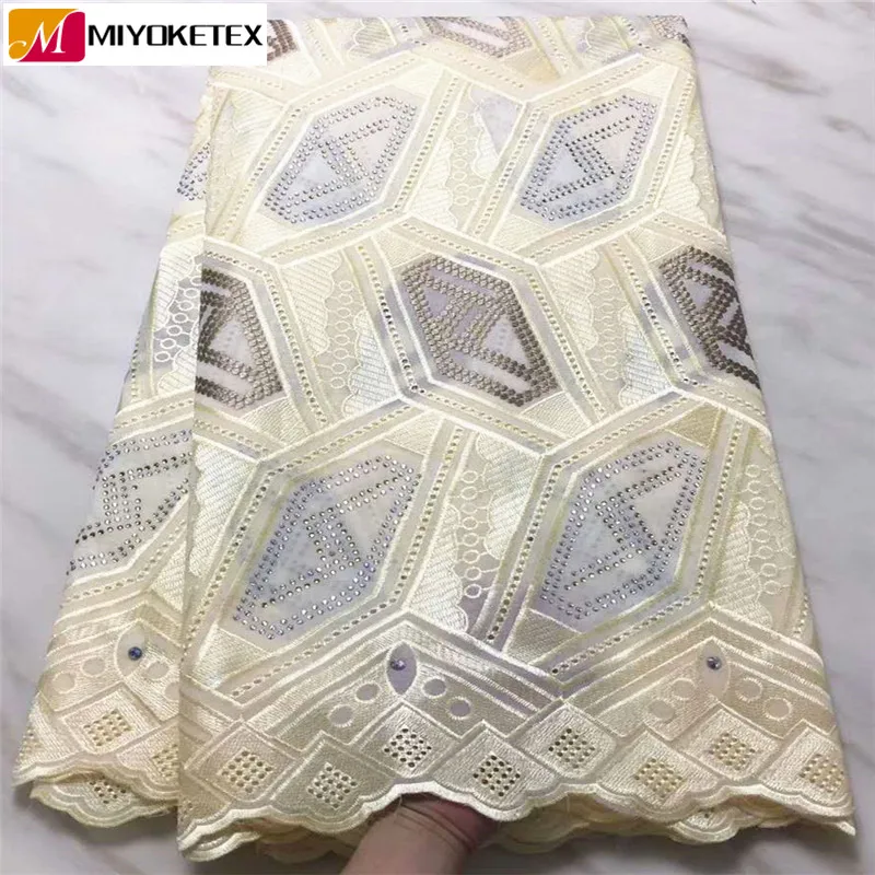 

Luxury African Dry Lace Fabric Swiss Voile With Stones Swiss Cotton Lace High Quality African Lace Fabrics For Wedding PLA53-1