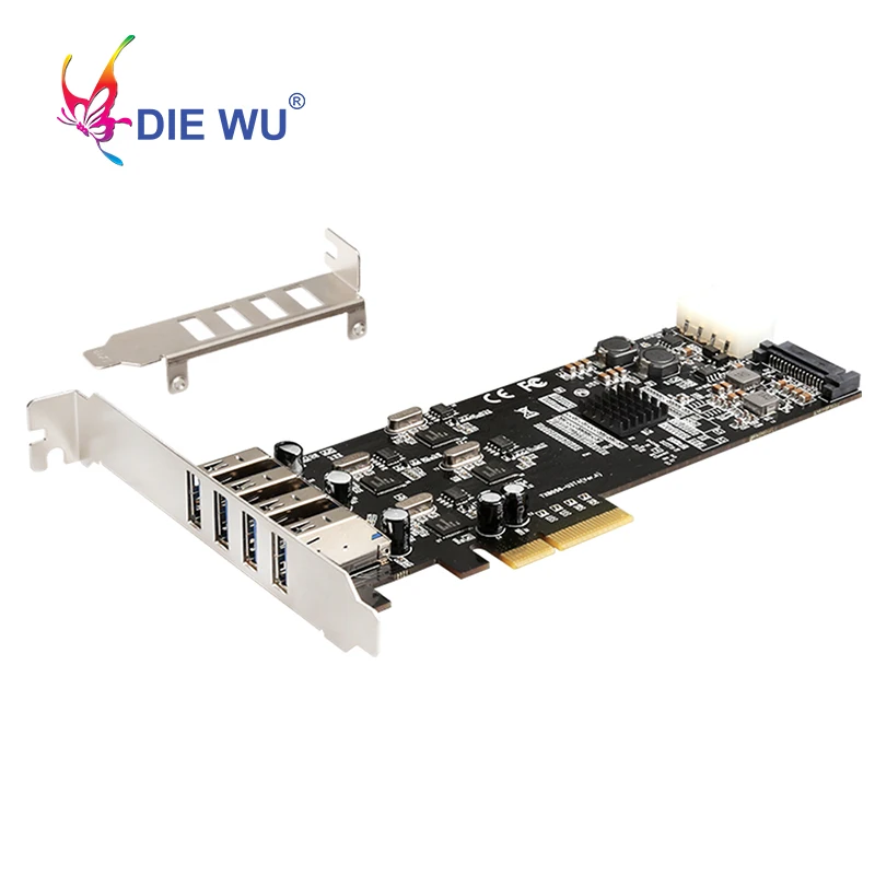

DIEWU 20G PCI Express 4 channel Full speed USB3.0 Expansion card Add on card with NEC for PC Computer Desktop TXB058