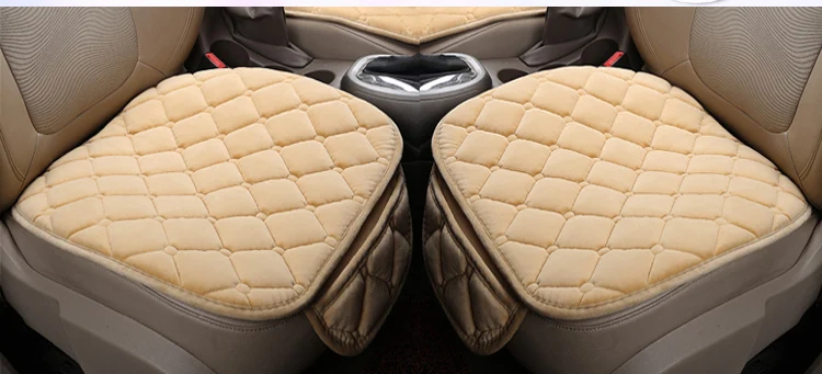 APPDEE автомобильные чехлы для передних и задних сидений, чехлы для сидений автомобиля, четыре сезона, флокированная ткань, автомобильный Стайлинг, автомобильные аксессуары, теплые - Название цвета: front-Beige-2