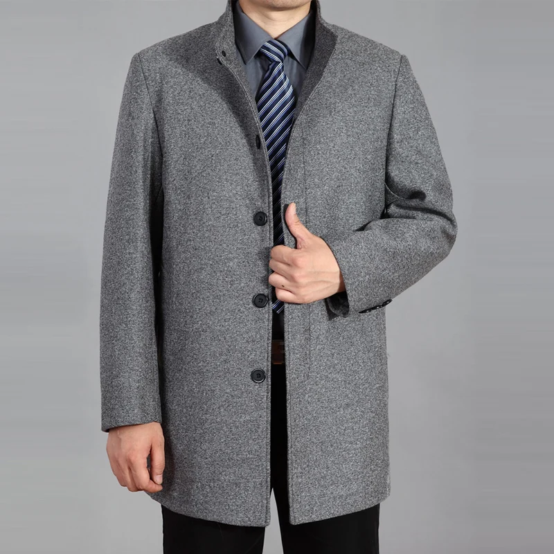 

2019 New Winter Woolen Coat Men Wool Long Coat Men Overcoat Wool Pea coat Wool Jacket Autumn Mens Coats Winter Jacket Men Wool