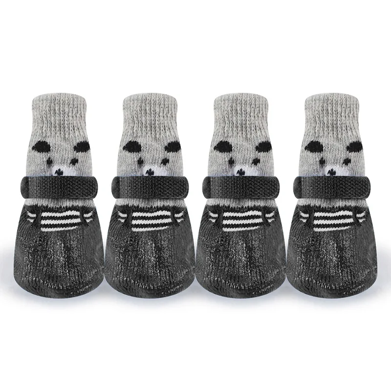 4pcs Pet Cat Dog Waterproof Nonslip Socks Shoes Boots With Rubber
