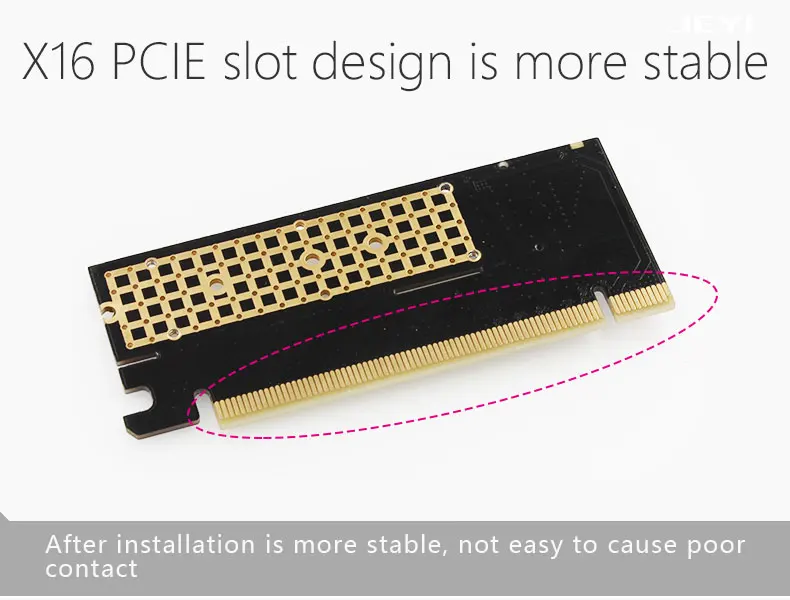 JEYI MX16 M.2 NVMe SSD NGFF для PCIE 3,0X16 адаптер M ключ интерфейс Поддерживаемые карты PCI Express 3,0x4 2230-2280 Размеры m.2 FULL SPEED