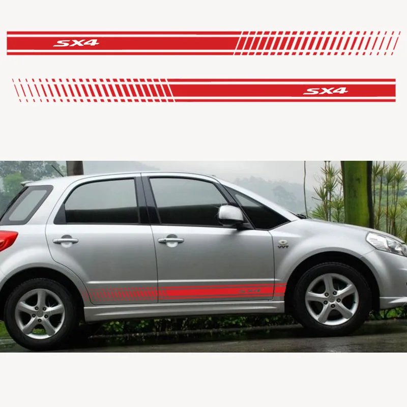 2Pcs Stylish Car Side Body Sticker Vinyl Body Decal Side Sticker Stripes Stickers for Suzuki Sx4 (3)
