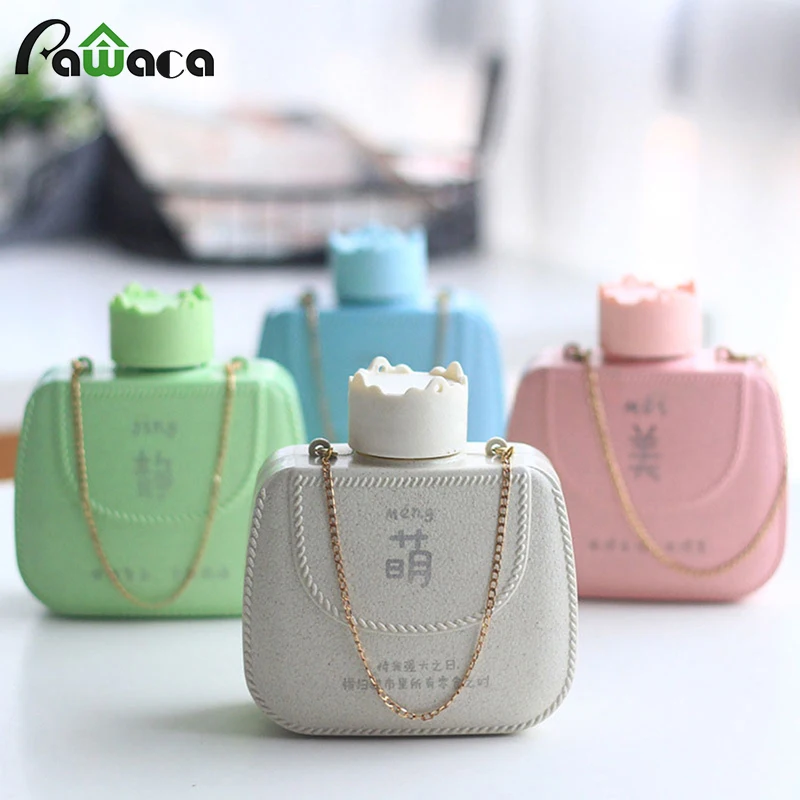 Creative Handbag Glass Bottle Wheat Straws Water Drinking Bottles Portable Bag Style Drinkware