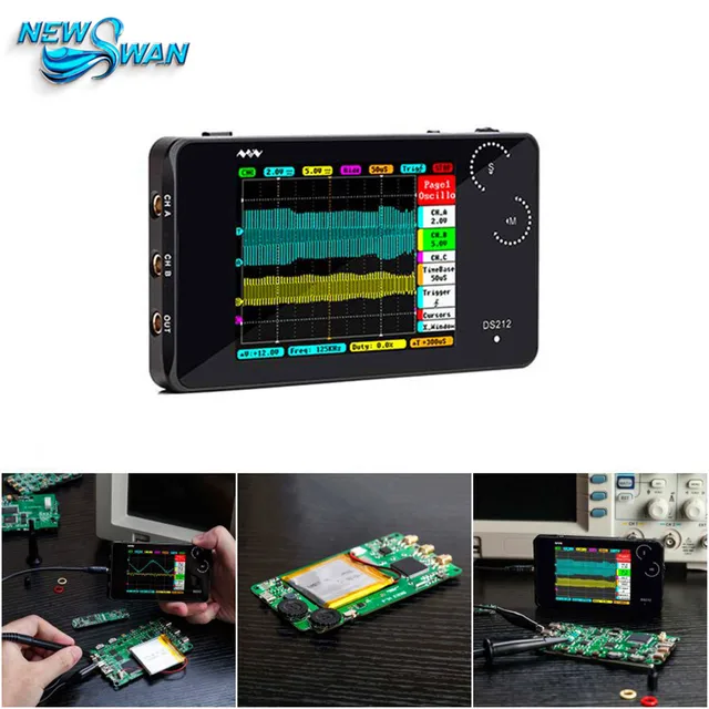 Special Price DS212 Mini Pocket Size LCD Digital Portable Storage Oscilloscope Nano Handheld Bandwidth 1MHz Sampling Rate 10MSa/s Thumb Wheel