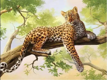 

DIY 5D Diamond Painting Drawings Jungle Animals Picture Leopard Diamond Embroidery Cheetah Beast A Picture Of Rhinestones Mosai