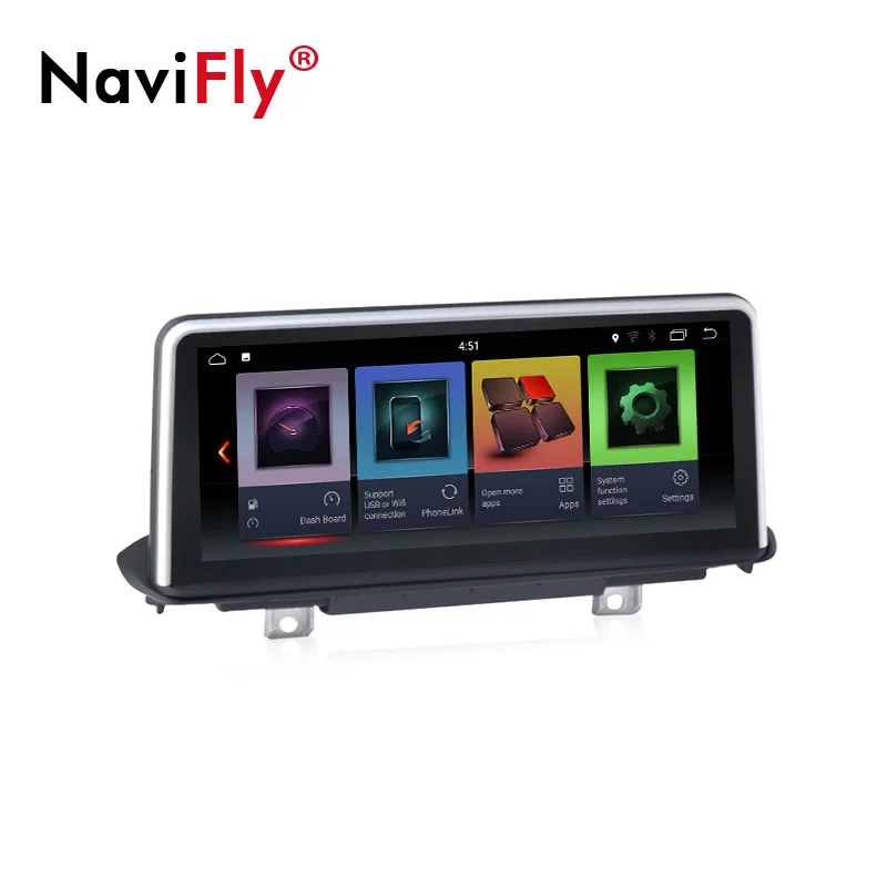Perfect NaviFly 10.25 inch Android 7.1 car GPS Navi multimedia player for BMW X5 F15 2014-2017 Original NBT system ID7 UI WIFI BT MAP 4