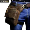 Crazy Horse cuir hommes multifonction Design petit sac de messager mode voyage ceinture taille Pack goutte jambe sac pochette mâle 211-4-d ► Photo 2/6