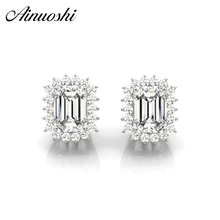 AINUOSHI 925 стерлингового серебра, женские серьги-гвоздики с сердцем и стрелами, Halo, 0,25 карат, сережки-гвоздики, ювелирные изделия