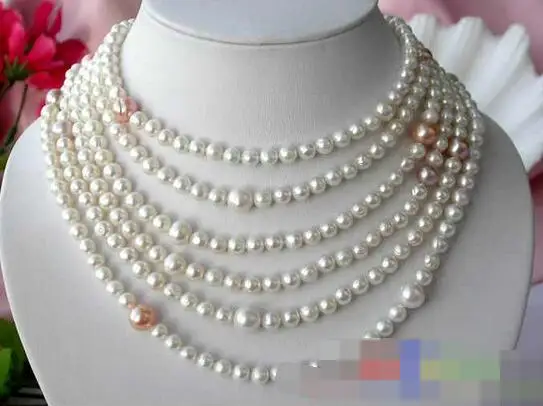 

song voge gem nanJ0318 PINK WHITE ROUND FW CULTURED PEARL NECKLACE