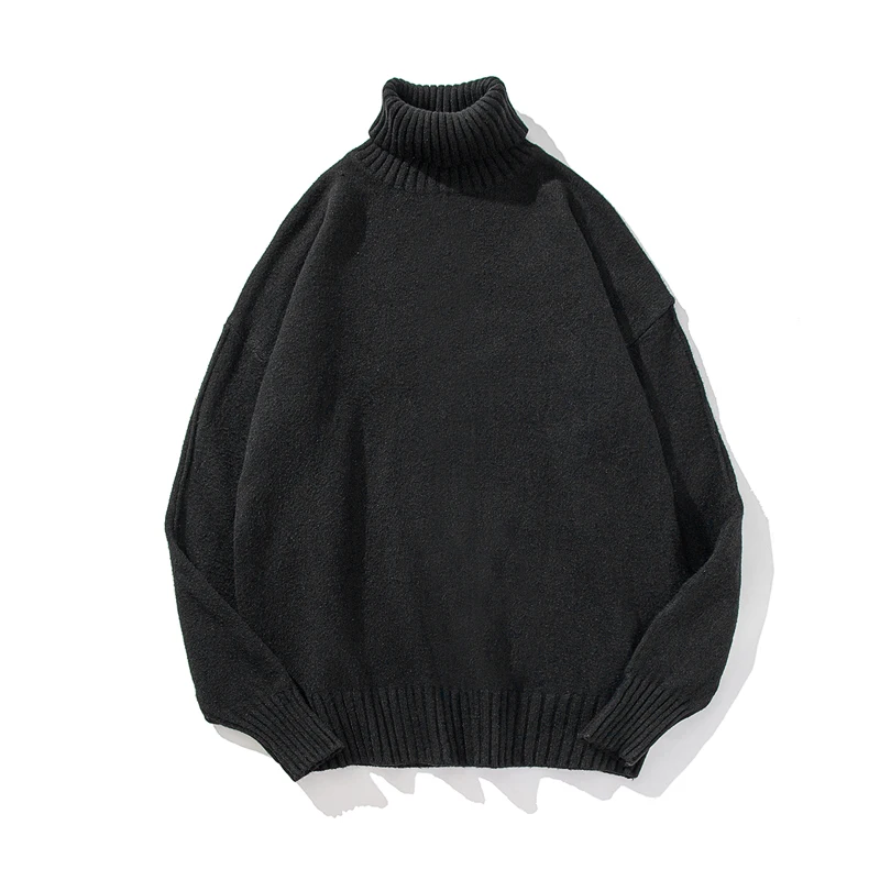 Sweater winter high collar warm thick sweater men's high collar brand slim pullover men's loose long sleeves knitted sweater