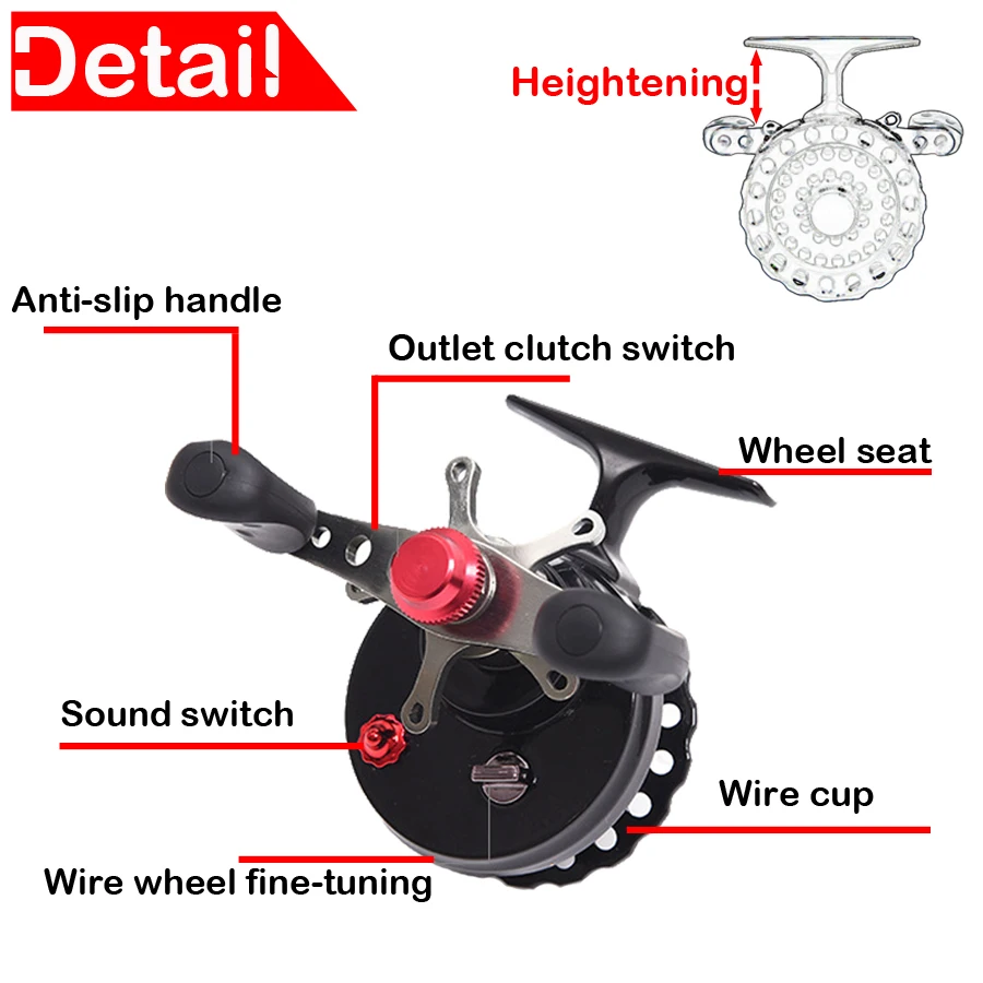Fly Fishing Reel 5BBs ABS Coil Raft Wheel with High Foot Fishing Reels Left Right Hand Fishing Reel Wheels 4