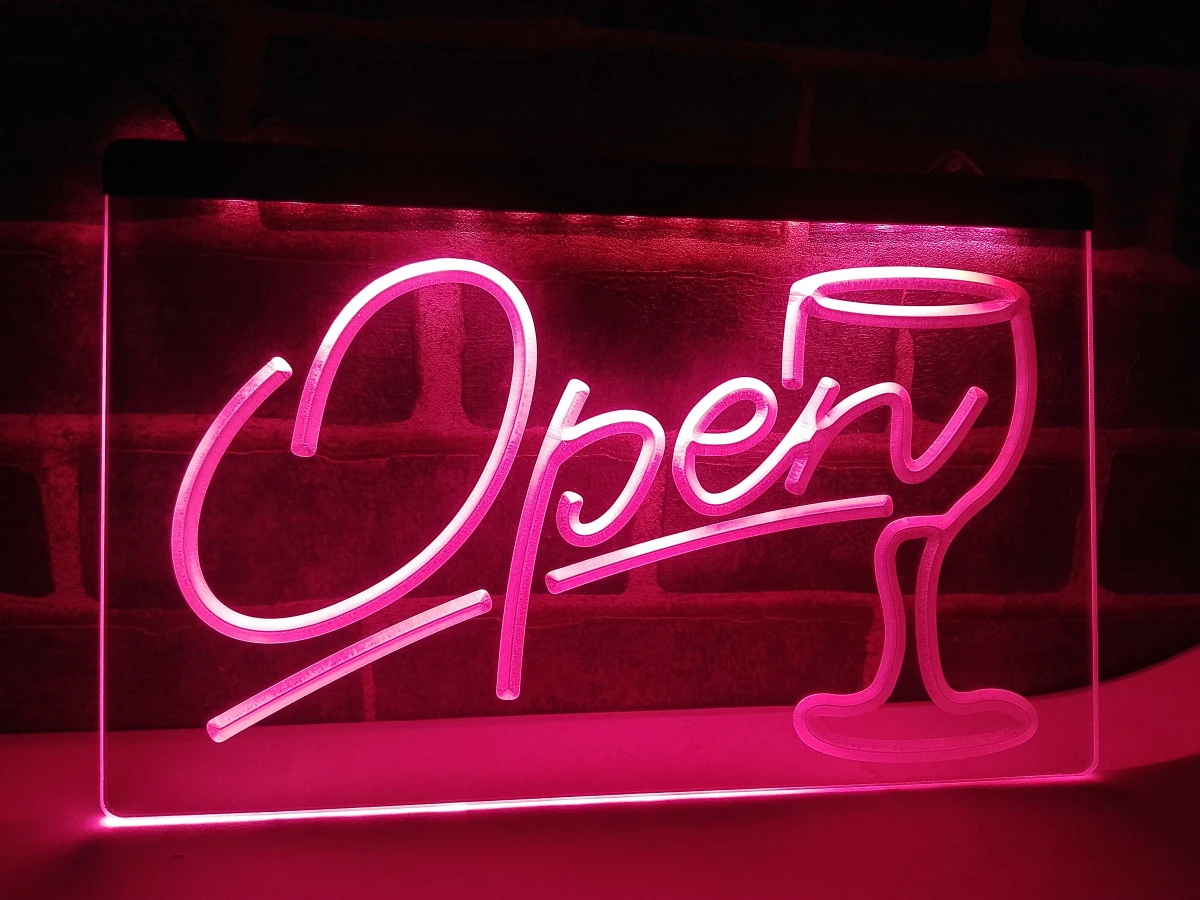 lb536 script open glass cocktails bar led neon light sign home decor