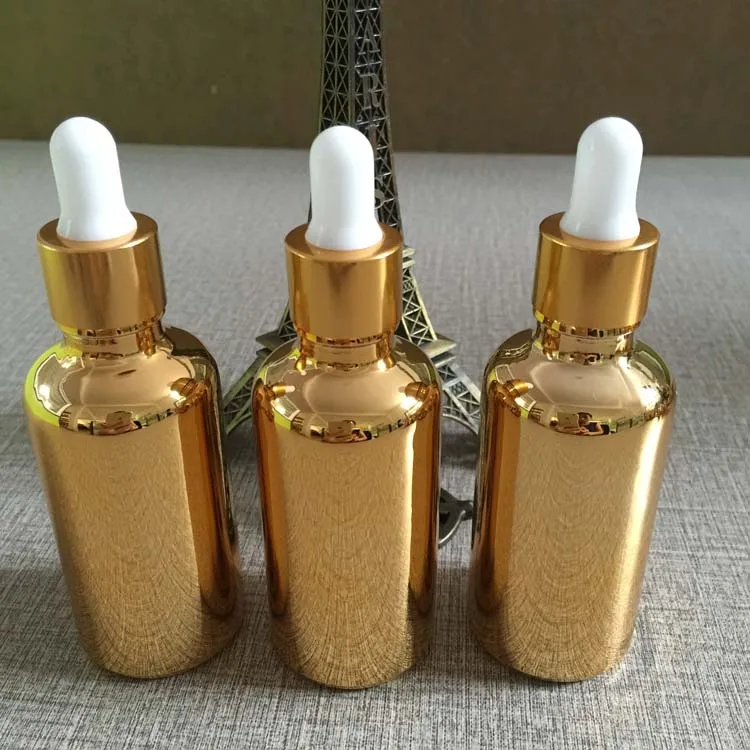 

50pieces/lot 50ml High temperature gold plated dropper bottle,dropper container,essentical oil bottle wholesale